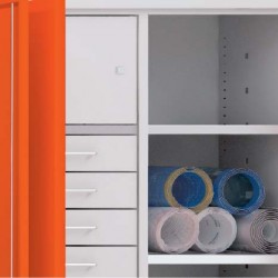 Lockable compartments and adjustable shelves