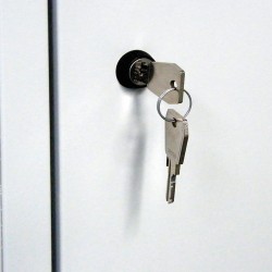 Serrure pour armoire universelle: plastique/acier, avec 2 clés