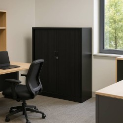 Armoire basse portes rideaux akaze